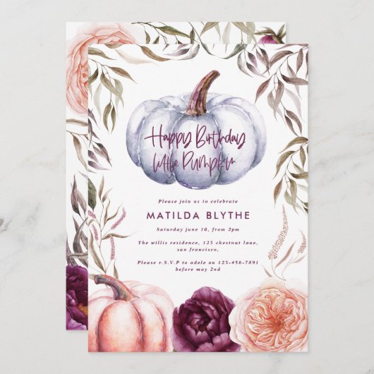 Een kleine pompoen paarse herfst (Voorkant / Achterkant)