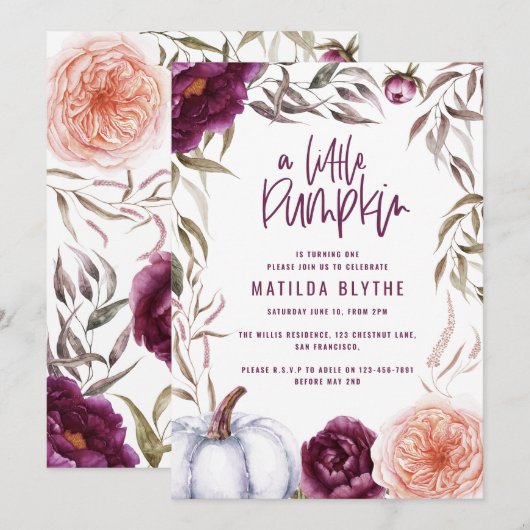 Een kleine pompoen paarse herfst (Voorkant / Achterkant)