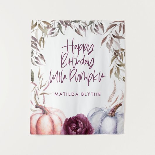 Een kleine pompoen paarse herfst wandkleed (Voorkant)