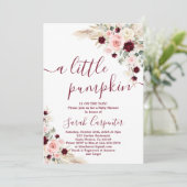 Een kleine pompoen pampas baby show uitnodiging (Staand voorkant)