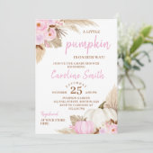 Een kleine pompoen roze Baby shower uitnodiging (Staand voorkant)