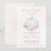 Een kleine pompoen roze herfst baby shower meisje kaart (Voorkant / Achterkant)