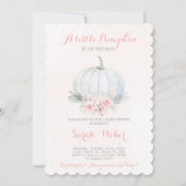 Een kleine pompoen roze herfst baby shower meisje kaart (Voorkant)