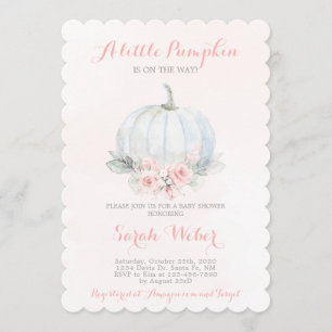 Een kleine pompoen roze herfst baby shower meisje kaart