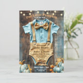 Een kleine pompoen Rustic Baby shower uitnodiging (Staand voorkant)