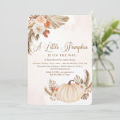 Een kleine pompoen Rustic Baby shower uitnodiging (Staand voorkant)