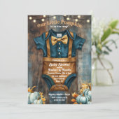 Een kleine pompoen Rustic Baby shower uitnodiging (Staand voorkant)