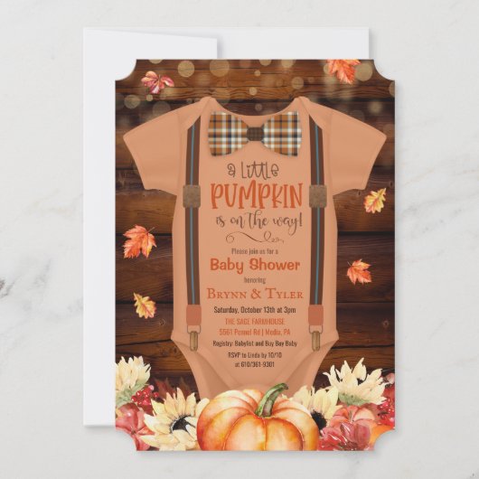Een kleine pompoen Rustic Baby shower uitnodiging (Voorkant)