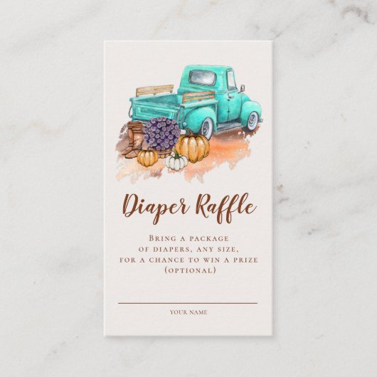 Een kleine pompoen rustieke Herfst Boerderij truck Informatiekaartje (Voorkant)