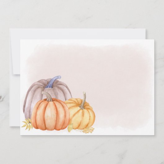 Een kleine pompoen Rustische Herfst Zwangerschap Aankondiging (Achterkant)