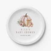 Een kleine pompoen teddybeer papieren bordje (Voorkant)