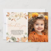 Een kleine pompoen verjaardagsfoto bedankkaart kaart (Voorkant)