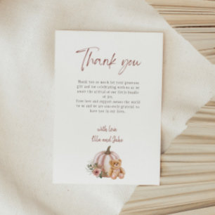 Een kleine pompoen Vintage Floral Pumpkin Teddy Be Bedankkaart