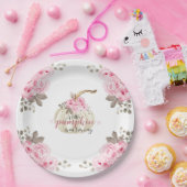 Een kleine pompoen Waterverf roze bloemige glitter Papieren Bordje (Feest)