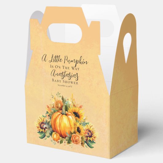 Een kleine pompoen | Zonnebloemen Herfst Baby show Bedankdoosjes (Geopend)