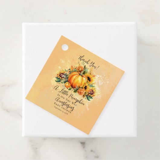 Een kleine pompoen | Zonnebloemen Herfst Baby show Bedankjes Labels (In situ)