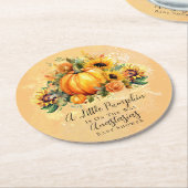 Een kleine pompoen | Zonnebloemen Herfst Baby show Ronde Kartonnen Onderzetter (Gebogen)