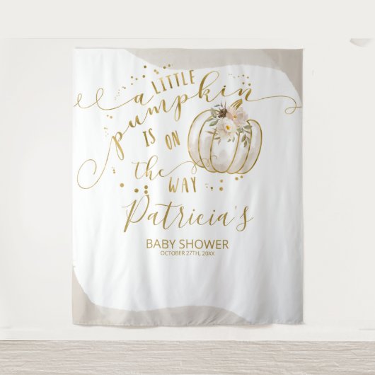 Een kleine pompoenBaby shower achtergrond Wandkleed (Voorkant)