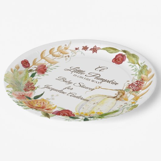 Een kleine pompoenBaby shower Herfst in de herfst Papieren Bordje (Gekanteld)