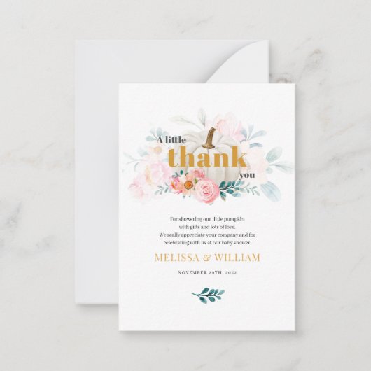 Een kleine pompoenbloem Baby shower Dank u Notitiekaartje