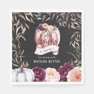 Een kleine pompoenflorale herfst 1e verjaardag servet