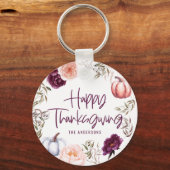 Een kleine pompoenflorale herfst Thanksgiving Sleutelhanger (Voorkant)
