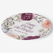 Een kleine pompoenflorale herfst verjaardagsartike papieren bordje (Gekanteld)