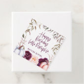 Een kleine pompoenflorale herfst verjaardagsfeest bedankjes labels (In situ)