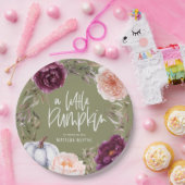 Een kleine pompoenflorale herfst verjaardagsfeest papieren bordje (Feest)
