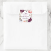 Een kleine pompoenflorale herfst verjaardagsfeest vierkante sticker (Tas)