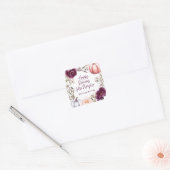 Een kleine pompoenflorale herfst verjaardagsfeest vierkante sticker (Envelop)