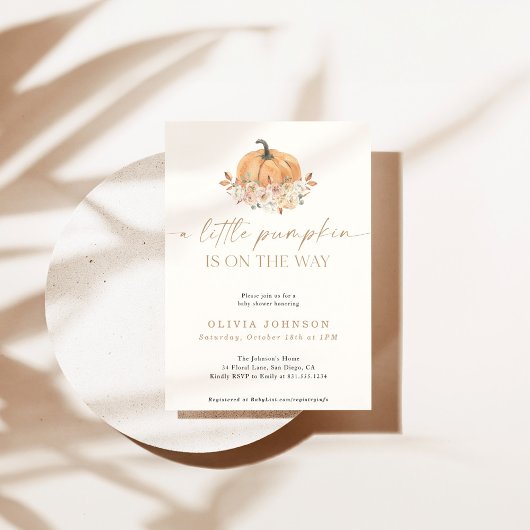 Een kleine pompoenHerfst Baby shower | Baby Herfst Kaart