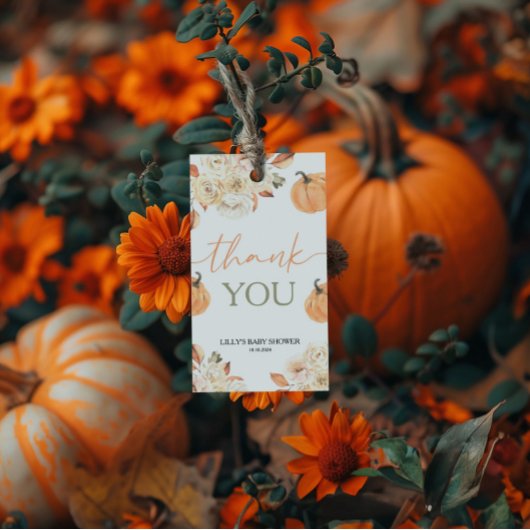 Een kleine pompoenHerfst Baby shower Cadeaulabel