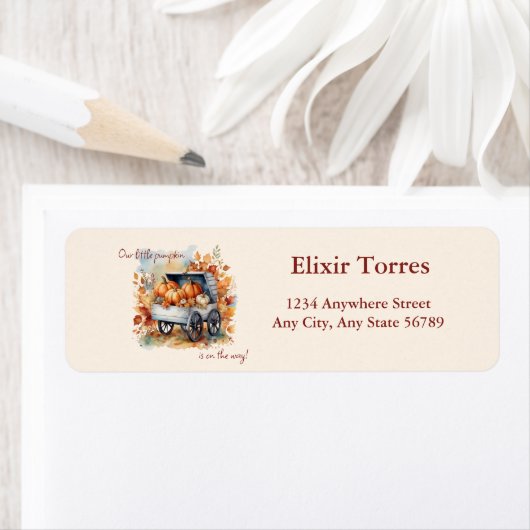 Een kleine pompoenHerfst Baby shower | Genderneutr Etiket (Insitu)