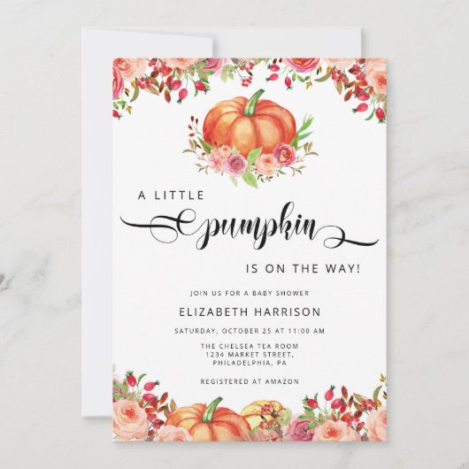 Een kleine pompoenHerfst Baby shower | Genderneutr Kaart (Voorkant)