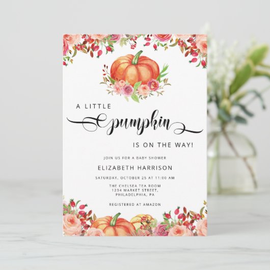 Een kleine pompoenHerfst Baby shower | Genderneutr Kaart (Staand voorkant)