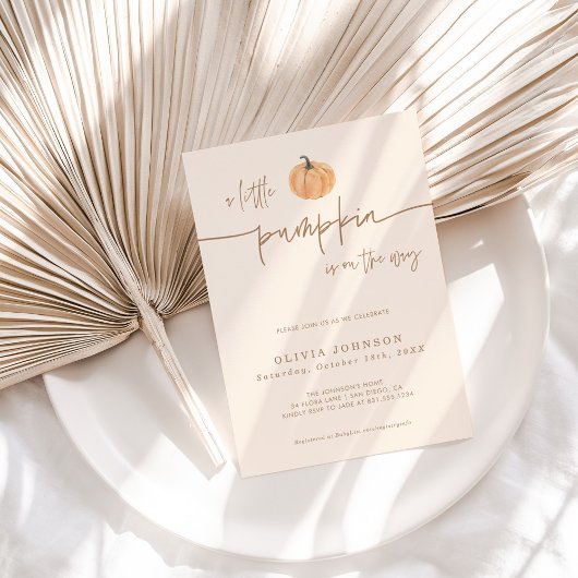 Een kleine pompoenHerfst Baby shower | Genderneutr Kaart