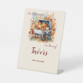 Een kleine pompoenHerfst Baby shower | Genderneutr Reclamebord Met Voetstuk