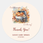 Een kleine pompoenHerfst Baby shower | Genderneutr Ronde Sticker (Voorkant)
