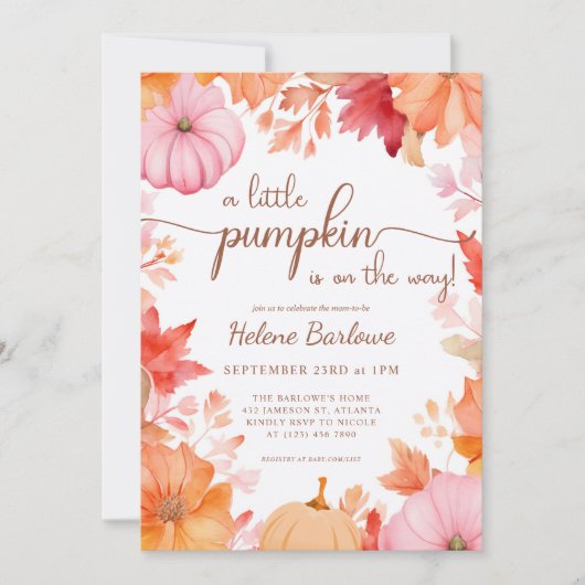 Een kleine pompoenHerfst Baby shower Kaart (Voorkant)
