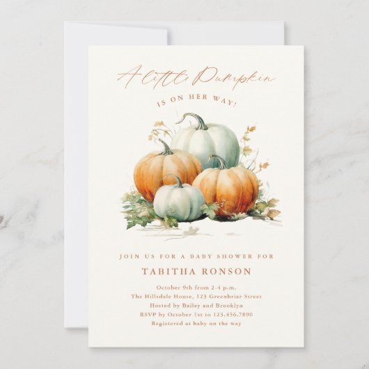 Een kleine pompoenHerfst Baby shower Kaart (Voorkant)