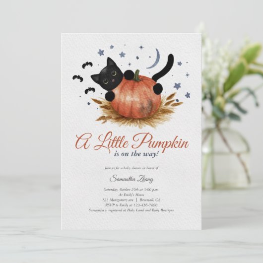 Een kleine pompoenHerfst Baby shower Kaart (Staand voorkant)