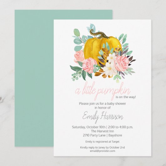 Een kleine pompoenHerfst Baby shower Kaart (Voorkant / Achterkant)