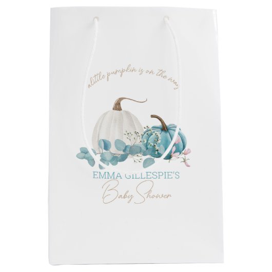 Een kleine pompoenHerfst Baby shower Medium Cadeauzakje (Voorkant)
