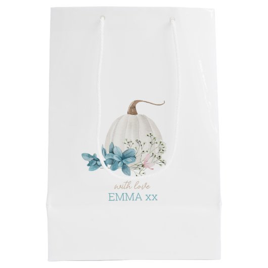 Een kleine pompoenHerfst Baby shower Medium Cadeauzakje (Achterkant)