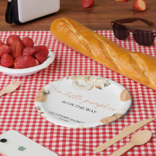 Een kleine pompoenHerfst Baby shower Papieren Bordje