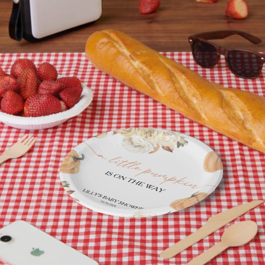 Een kleine pompoenHerfst Baby shower Papieren Bordje (Picknick)