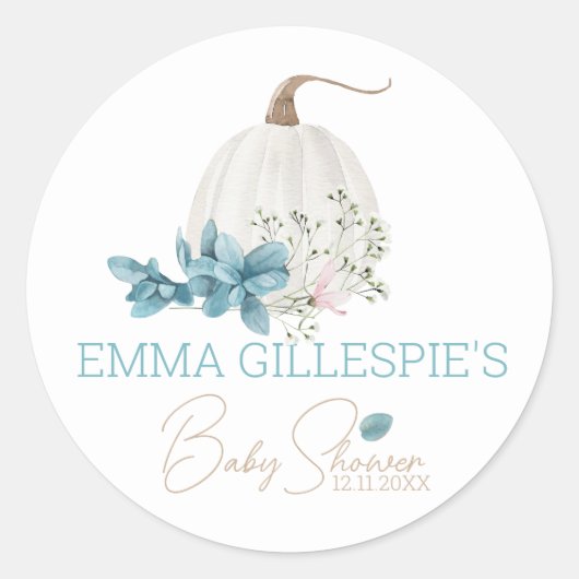 Een kleine pompoenHerfst Baby shower Ronde Sticker (Voorkant)