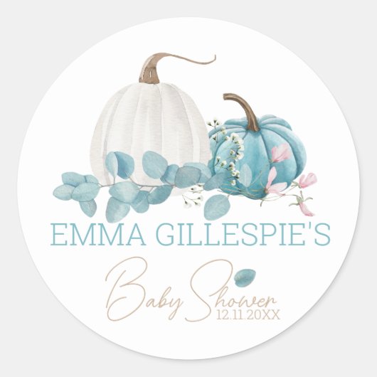 Een kleine pompoenHerfst Baby shower Ronde Sticker (Voorkant)