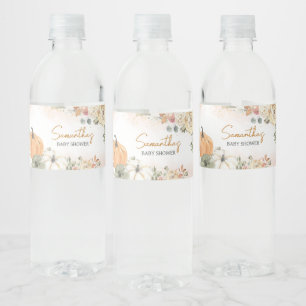 Een kleine pompoenHerfst Baby shower Waterfles Etiket